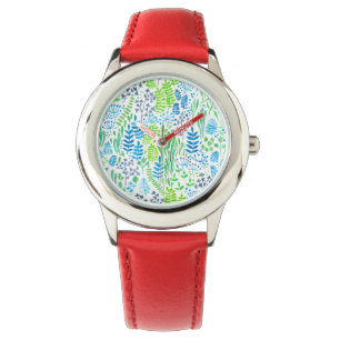 Montre Aquarelle fleurie doodles blanc
