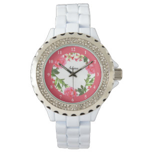 Montre Aquarelle Fleurs roses Illustration florale