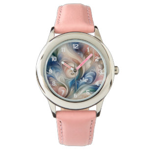 Montre Aquarelle Imaginaire Floral Pastel Bleu & Crème