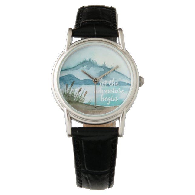 Montre Aquarelle moderne Nature Commençons l'aventure (devant)