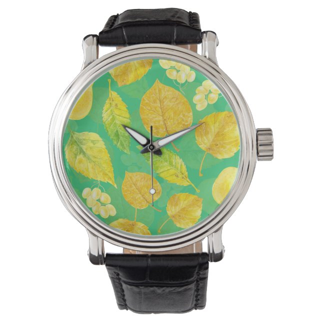 Montre Aquarelle motif d'automne (devant)