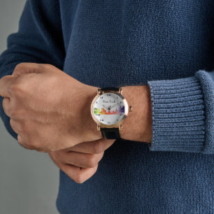 Montre Aquarelle New York Skyline Brooklyn Americana