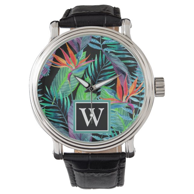 Montre Aquarelle Oiseau Du Paradis | Ajouter votre initia (devant)