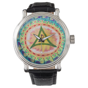 Montre Aquarelle Om Mandala Peinte à la Main