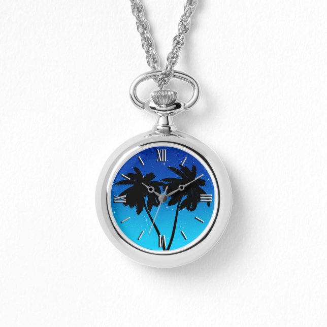 Montre Aquarelle Palm Tree Beach Scene Collage (Recto)