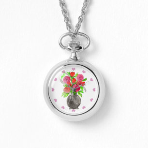 Montre Aquarelle peinte à la main Art Floral Abstrait