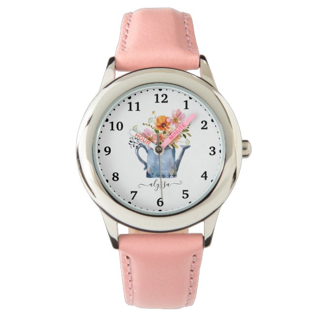 Montre Aquarelle peinte à la main Floral (devant)