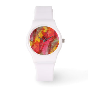 Montre Aquarelle rouge jaune