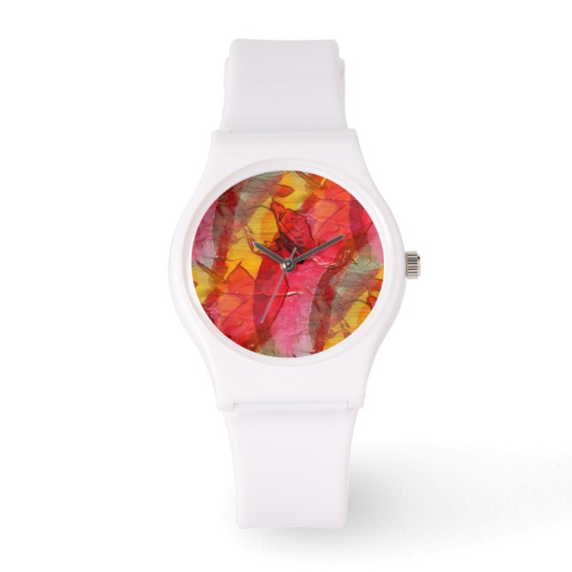 Montre Aquarelle rouge jaune (Recto)