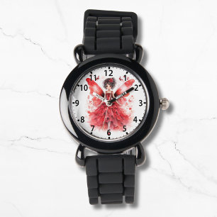 Montre Aquarelle rouge mignonne Fairy Girl