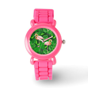 Montre Aquarelle tropicale Flamant rose