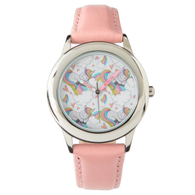 Montre Aquarelle Unicorne mignonne (devant)