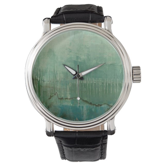 Montre Aquarelle verte contemporaine (devant)