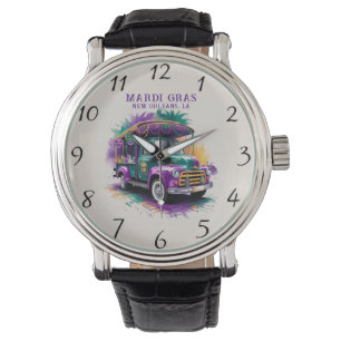 Montre Aquarelle vintage Mardi Gras Truck