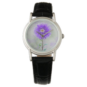 Montre Aquarelle violette dahlia
