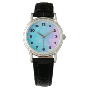 Montre Aquarelles délicates douces en violet rose et bleu