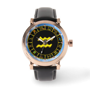 MONTRE AQUARIUS GOLD ZODIAC JEWEL D'ANNIVERSAIRE