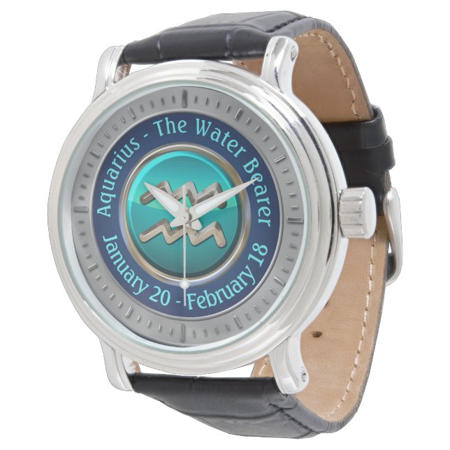 Montre Aquarius - Panneau Horoscope du porteur d'eau (Incliné)