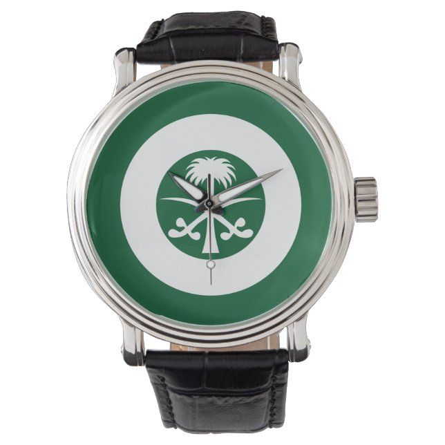 Montre Arabie Saoudite rond drapeau du pays symbole armée (devant)
