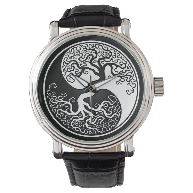 Montre Arbre blanc et noir de la vie Yin Yang (devant)