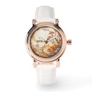 Montre Arbre Branche Fleurs orange Twig Wreath