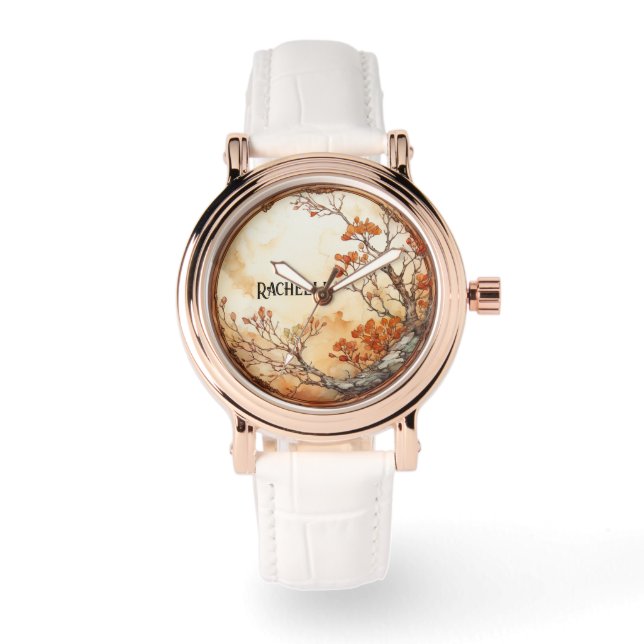 Montre Arbre Branche Fleurs orange Twig Wreath (Recto)