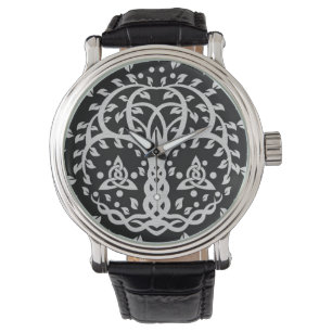 Montre Arbre de vie en niveaux de gris Triquetra