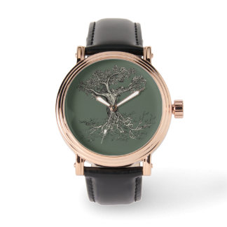 Montre Arbre de vie : encre et sauge