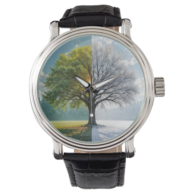 Montre Arbre En Chêne En Double Saison (devant)