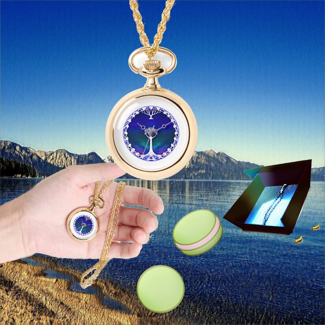 Montre Arbre spirituel de la vie Centre blanc de Cosmos B (Spiritual Tree of Life White Centre of Cosmos Blue Watch)