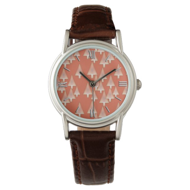Montre Arbres de Noël métalliques modernes - cuivre et ro (devant)