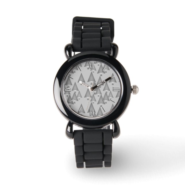 Montre Arbres de Noël métalliques modernes - gris argenté (Recto)