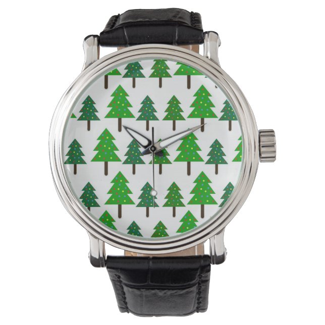 Montre Arbres de Noël verts et blancs (devant)