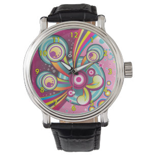 Montre Arc-en-ciel coloré, bulles et étoiles