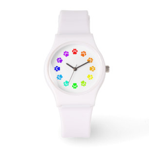 Montre Arc en ciel Pawprint White Women's Watch