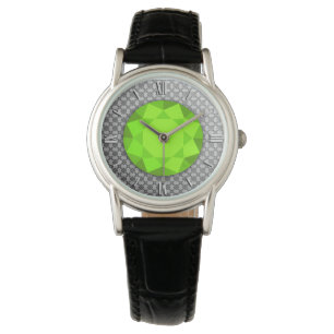 Montre Argent Damask avec un faux gemstone de peridot