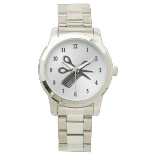 Montre Argent de conception de coiffeur avec des nombres