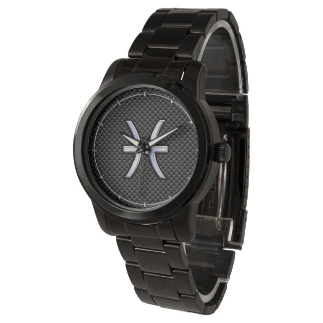 Montre Argent Poissons Zodiac Connexion à l'impression de (Incliné)