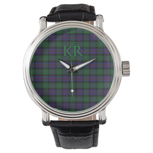 Montre Argyll District Tartan avec monogramme / initiales (devant)