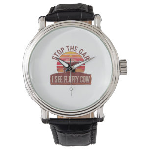 Montre Arrêtez La Voiture Je Vois Fluffy Cow Retro Highla