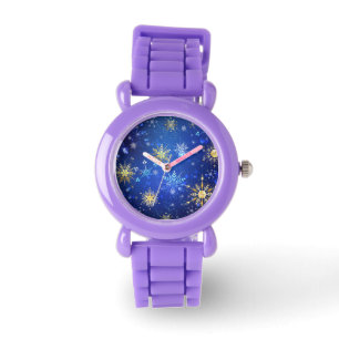Montre Arrière - plan Bleu XMAS avec des flocons de neige