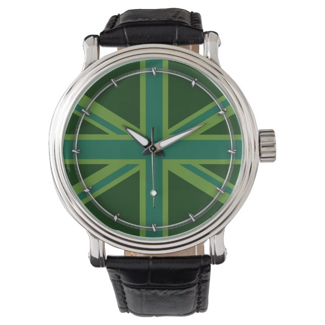 Montre Arrière - plan de style Drapeau Turquoise vert Uni (devant)