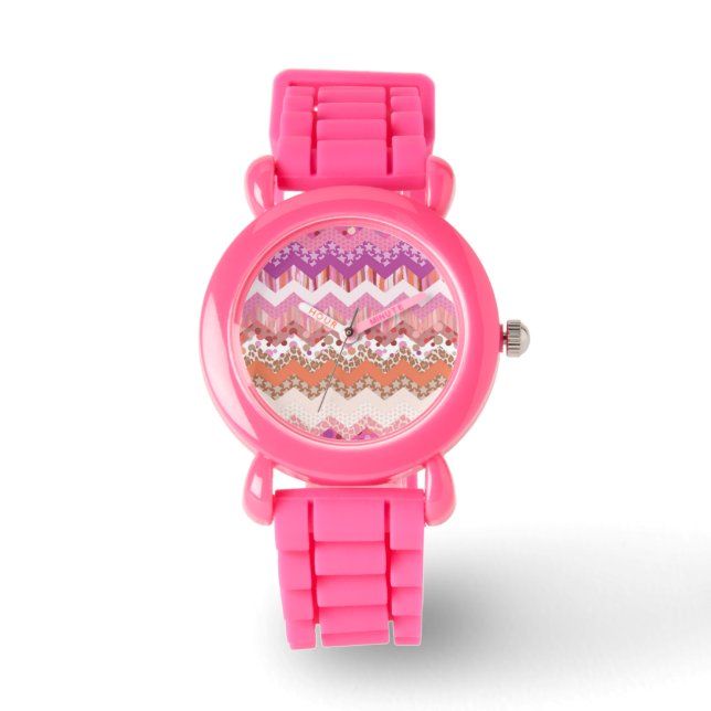 Montre Arrière - plan de zigzag rose (Recto)