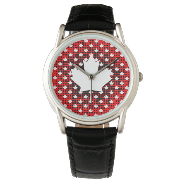 Montre Arrière - plan Motif canadien de feuille d'érable  (devant)