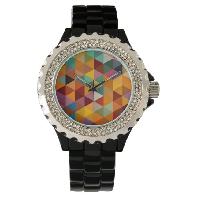 Montre Arrière - plan Motif vintage Triangles. (devant)