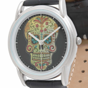 Montre Art de crâne en sucre sur un 
