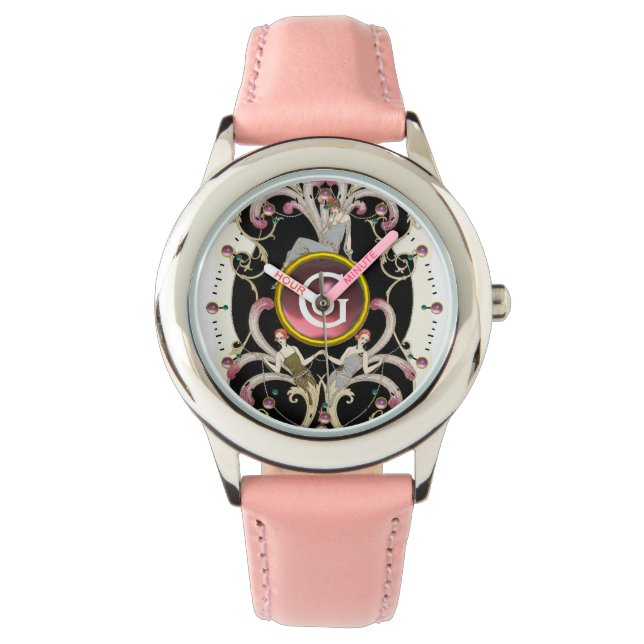 MONTRE ART DÉCO BEAUTÉ MODE ROSE ROSE MONOGRAMME EN PIERR (devant)