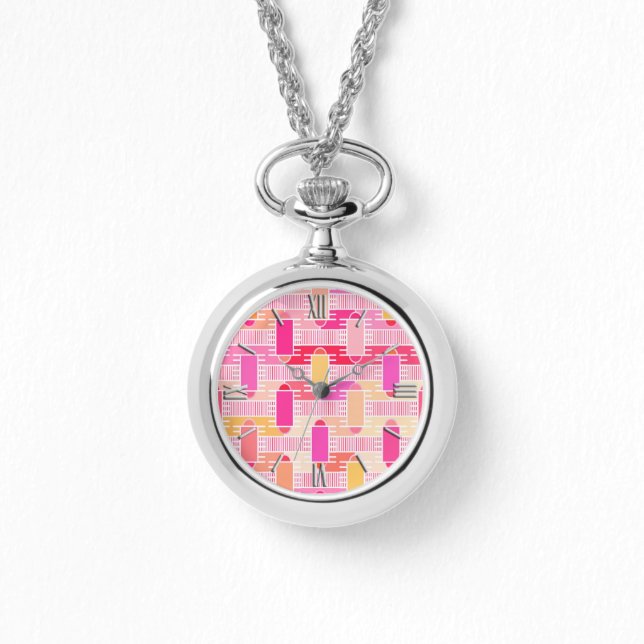 Montre Art Déco chic industriel - rose, pêche, or (Recto)