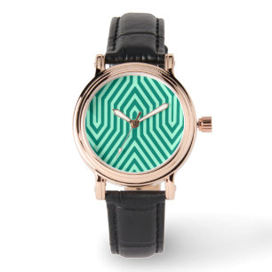 Montre Art déco géométrique - turquoise et aqua