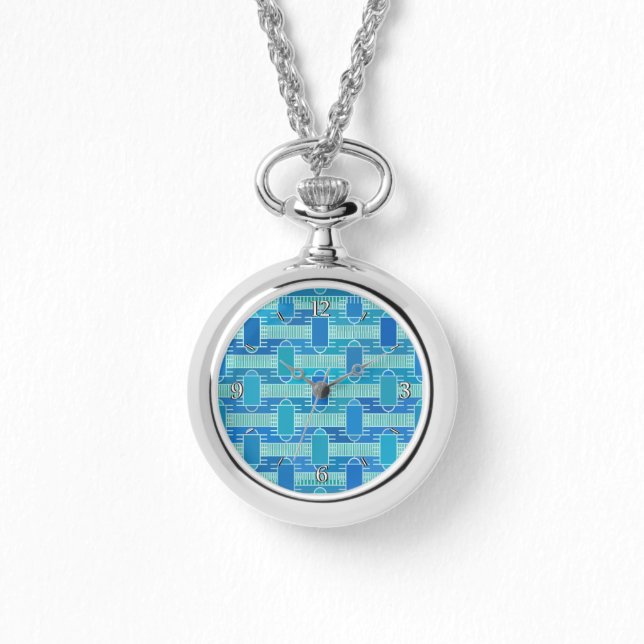 Montre Art Déco industriel chic - bleu doux (Recto)